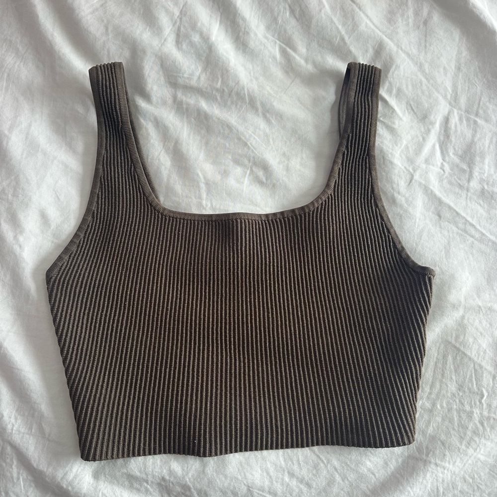 Babaton Brown Ribbed Women's Top